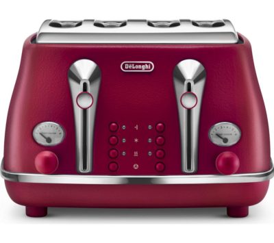DELONGHI Elements CTOE4003.R 4-Slice Toaster - Red DELONGHI Elements CTOE4003.R 4-Slice Toaster - Red